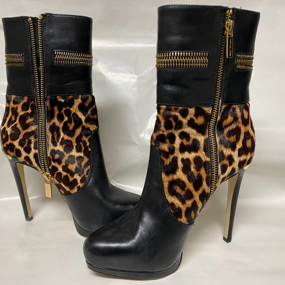 Michael Kors Black, Gold and Animal Print Bootie - Picture 11 of 15